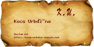 Kocs Urbána névjegykártya